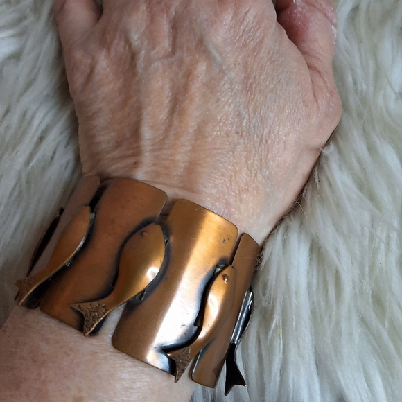 Rare Rebajes Mid Century Copper Fish Design Bracelet - Picture 11 of 12
